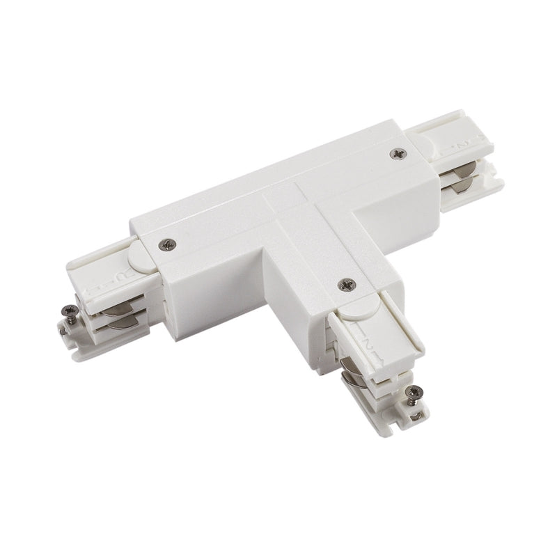 Spectrum LED railconnector T2 links, 230V, IP20, aluminium behuizing, Witte afwerking, opbouw of hangmontage