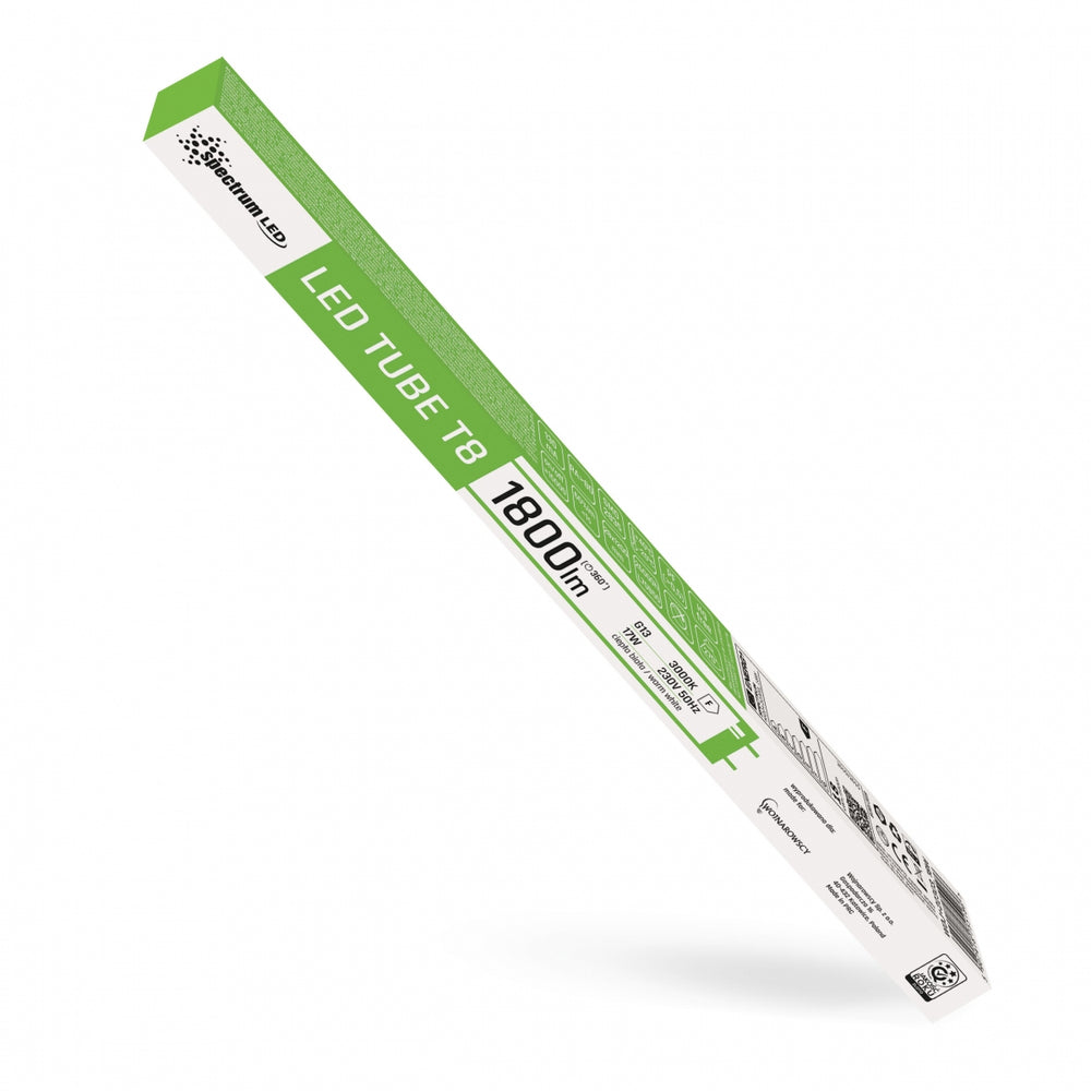 Tube LED Spectrum 120cm G13 17W 230V 3000K Blanc Chaud 1800 lumens 270° CRI 80 éclairage intérieur