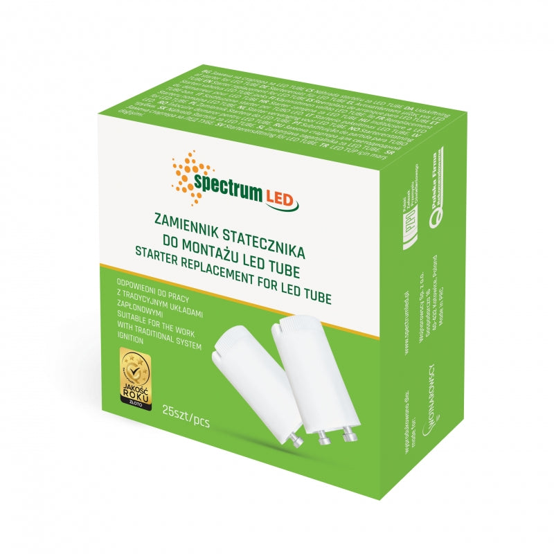 Starter de tube LED Spectrum alimentation unilatérale, Blanc, 20mm x 38mm, remplacement facile pour l’installation de tube LED