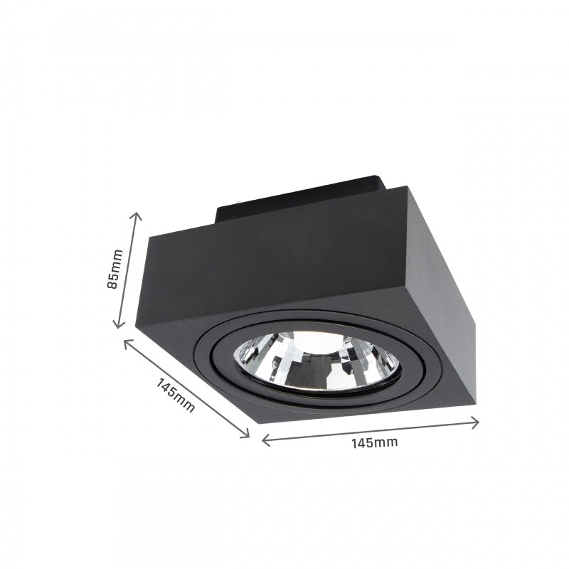 Spectrum MIRORA AR111 GU10 opbouw LED spot Zwart verstelbaar 20W 250V IP20 145x145x85mm