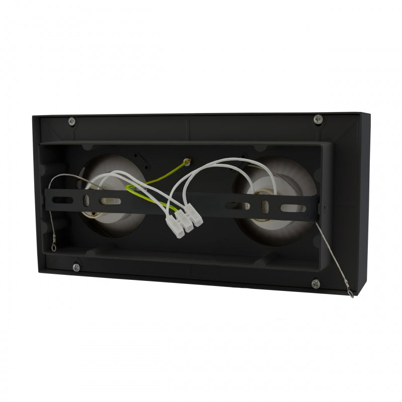 Spectrum MIRORA AR111 GU10 opbouwspot, 2x20W LED, 250V IP20, zwart verstelbare rechthoekige plafondmontage