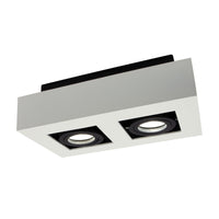Spot encastré de plafond en saillie Spectrum MIRORA GU10, 2x10W LED, 250V, IP20, orientable, aluminium Blanc Noir