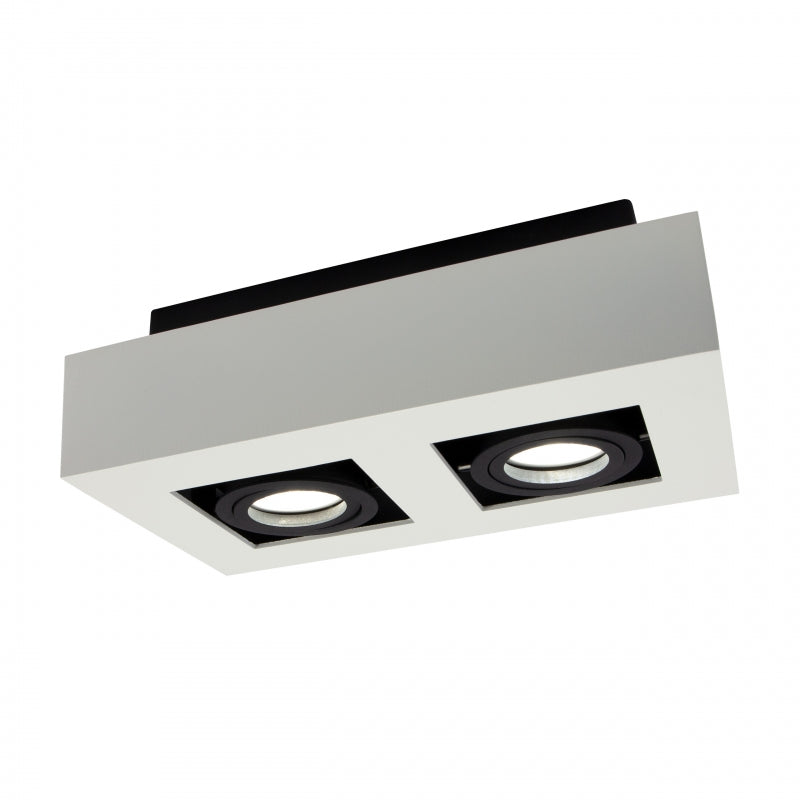 Spectrum MIRORA GU10 opbouw plafondspot, 2x10W LED, 250V, IP20, verstelbaar, Wit Zwart aluminium