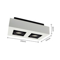 Spot encastré de plafond en saillie Spectrum MIRORA GU10, 2x10W LED, 250V, IP20, orientable, aluminium Blanc Noir