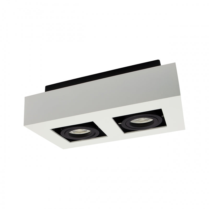 Spectrum MIRORA GU10 opbouw plafondspot, 2x10W LED, 250V, IP20, verstelbaar, Wit Zwart aluminium