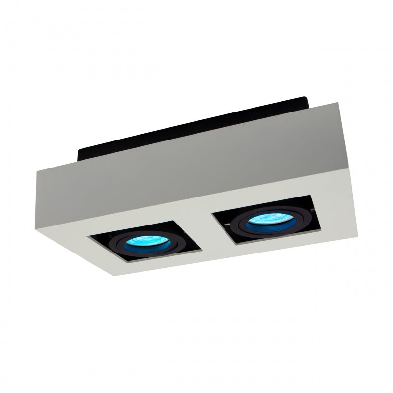Spectrum MIRORA GU10 opbouw plafondspot, 2x10W LED, 250V, IP20, verstelbaar, Wit Zwart aluminium