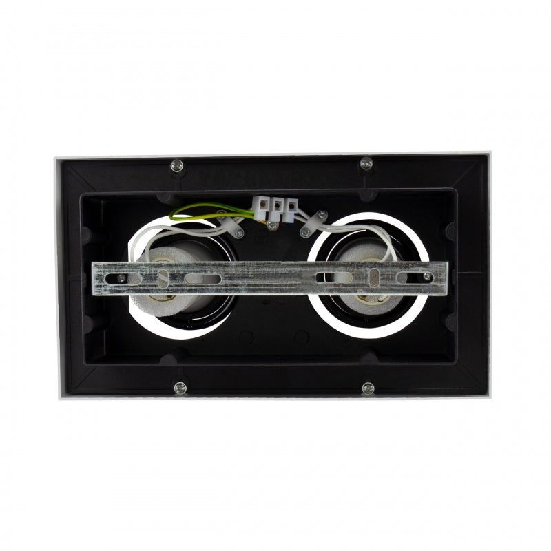 Spectrum MIRORA GU10 opbouw plafondspot, 2x10W LED, 250V, IP20, verstelbaar, Wit Zwart aluminium