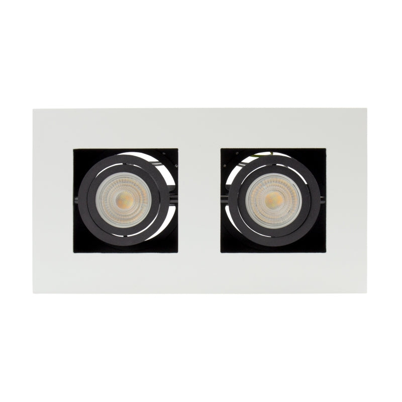 Spectrum MIRORA GU10 opbouw plafondspot, 2x10W LED, 250V, IP20, verstelbaar, Wit Zwart aluminium