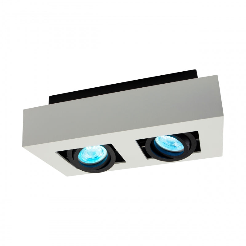 Spectrum MIRORA GU10 opbouw plafondspot, 2x10W LED, 250V, IP20, verstelbaar, Wit Zwart aluminium