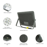 Projecteur LED Spectrum NOCTIS MAX 100W 6500K 8600 lumens 230V IP65 IK08 85° Gris éclairage extérieur