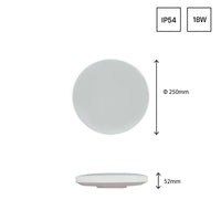 Plafonnier LED Spectrum NYMPHEA 18W 3000K 230V IP54 rond Blanc Noir 1950 lumens 115° montage en saillie