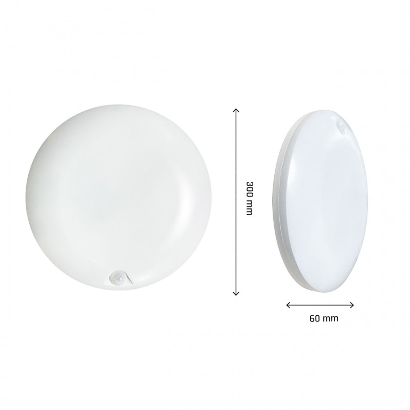 Spectrum NYMPHEA PROXI PIR Plafonnier LED 18W 4000K 2000 lumens IP54 Rond Blanc 230V