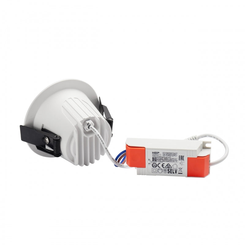 Spectrum ORBITO Spot LED Encastré 10W 3000K 1100 lumens 230V IP44 CRI 90 UGR<19 Encastré Blanc Rond Réflecteur Noir