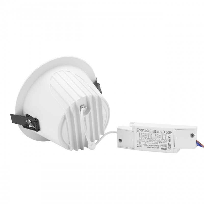 Spectrum ORBITO Downlight LED 14-27W 4000K 230V IP44 CRI 90 UGR<19 Rond Blanc Réflecteur Noir Encastré