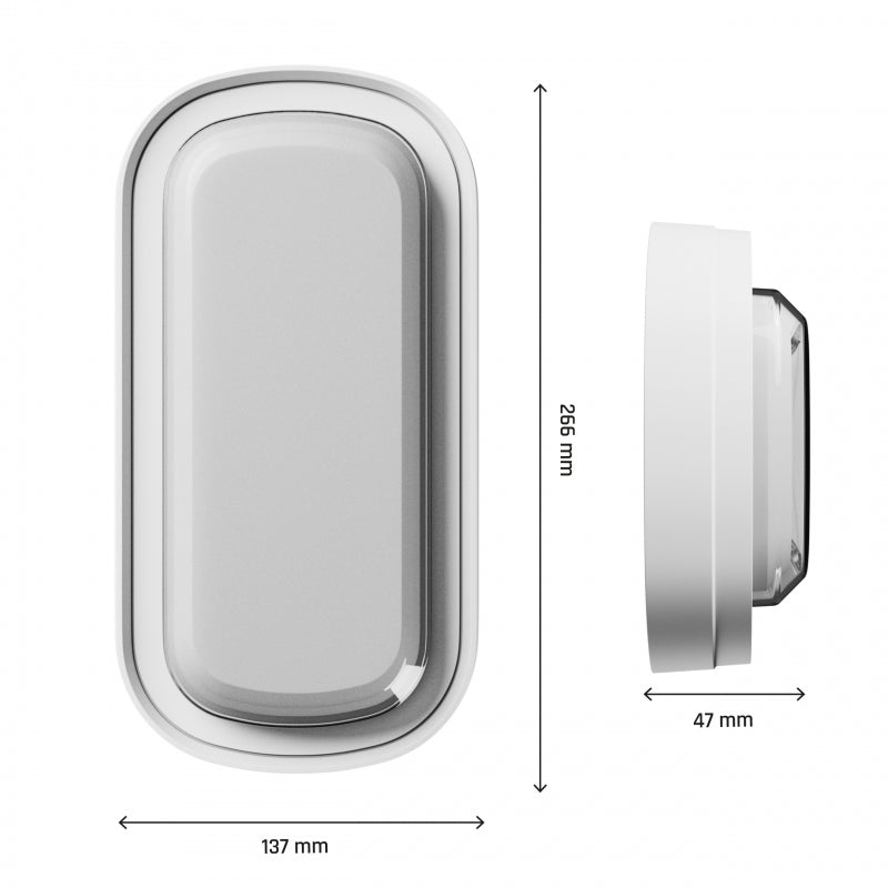 Spectrum PASTILO Applique ovale en saillie LED 15W, CCT 230V, 1800 lumens, faisceau 120°, IP54 IK10, Blanc