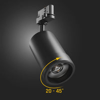 Spectrum PAVA BASIC LED Railspot 20W CCT 230V 3-Fase 20-45° Zwart IP20 2225 lumen CRI 80