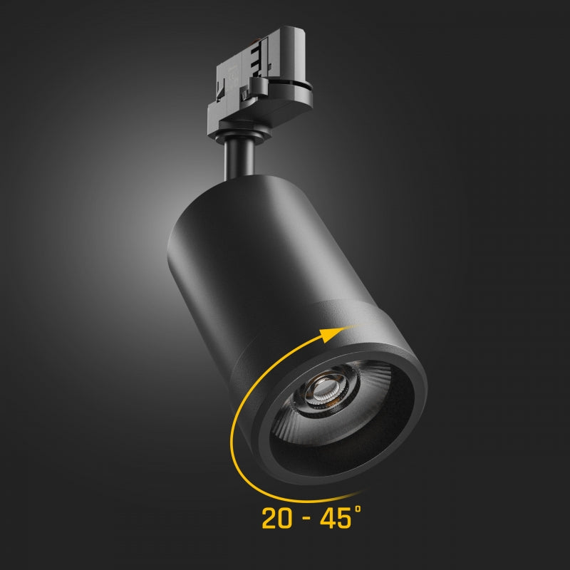 Spectrum PAVA BASIC LED Railspot 20W CCT 230V 3-Fase 20-45° Zwart IP20 2225 lumen CRI 80