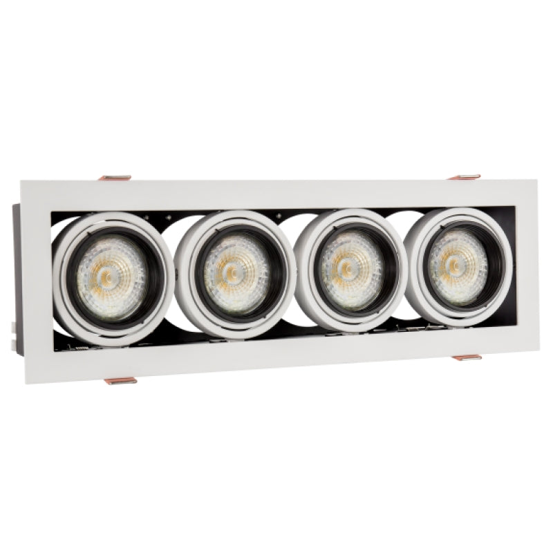 Spectrum inbouw LED GU10 x4 frame, 4x10W, 250V, IP20, Witte aluminium behuizing voor binnenverlichting