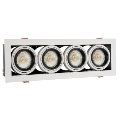 Spectrum inbouw LED GU10 x4 frame, 4x10W, 250V, IP20, Witte aluminium behuizing voor binnenverlichting
