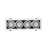 Cadre encastré LED GU10 x4 Spectrum, 4x10W, 250V, IP20, boîtier en aluminium blanc pour éclairage intérieur