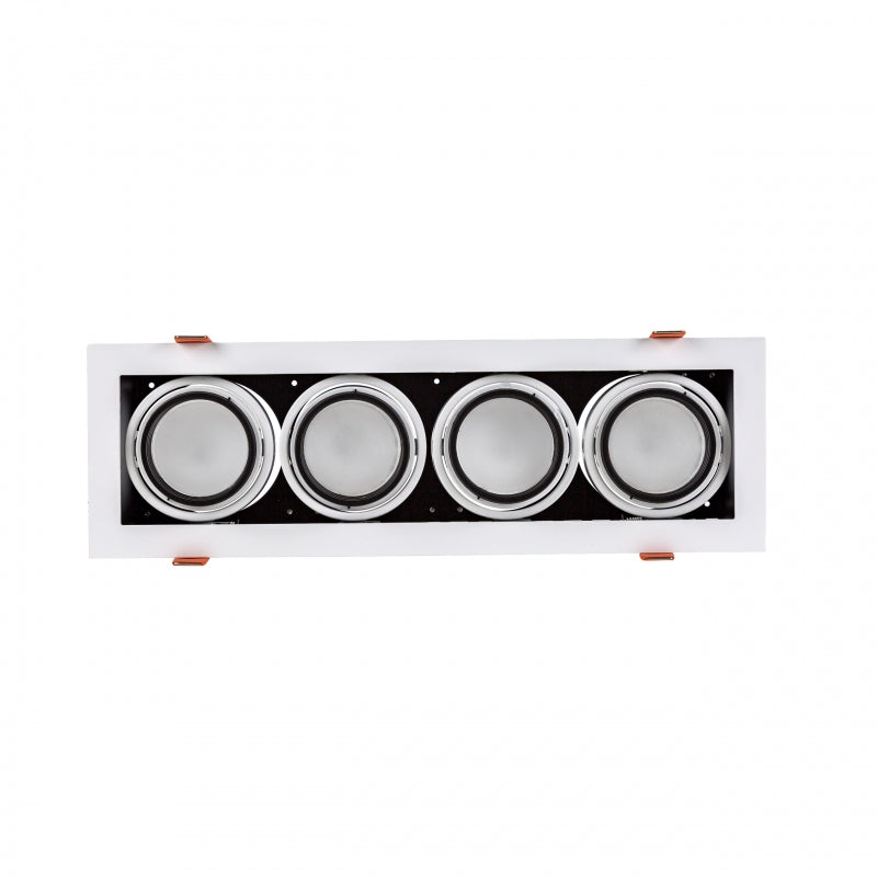 Spectrum inbouw LED GU10 x4 frame, 4x10W, 250V, IP20, Witte aluminium behuizing voor binnenverlichting