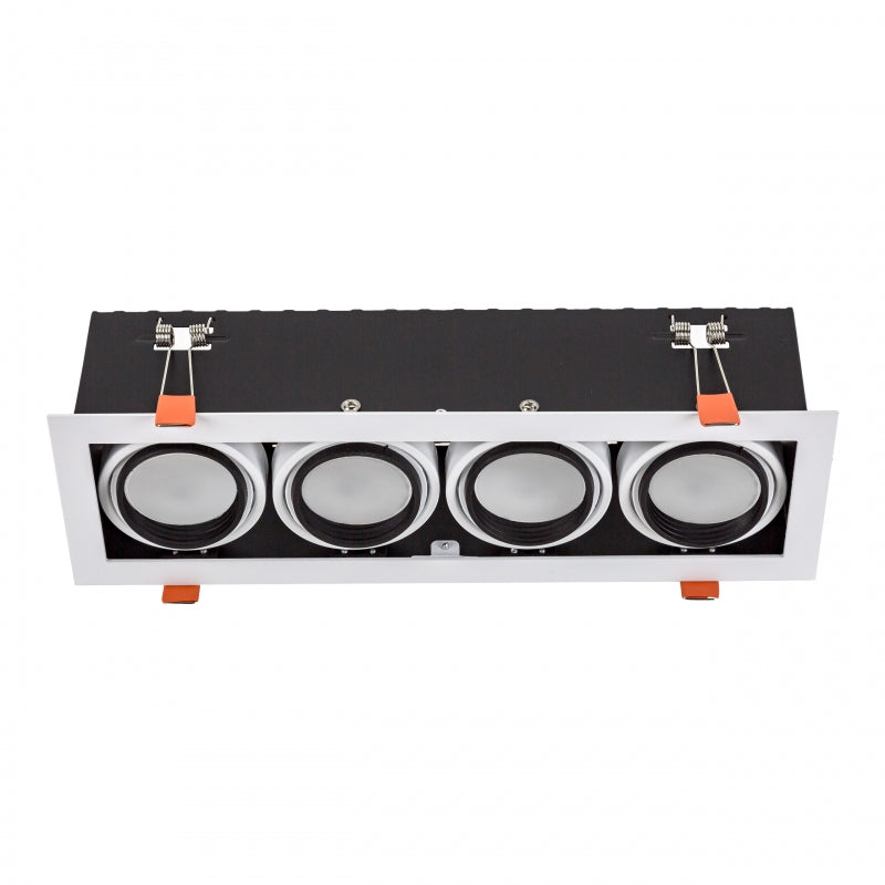 Spectrum inbouw LED GU10 x4 frame, 4x10W, 250V, IP20, Witte aluminium behuizing voor binnenverlichting