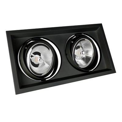 Spectrum inbouw LED armatuur AR111 GU10 x2, 2x25W, 250V, IP20, Zwart aluminium behuizing