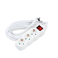 Technik 3-weg stekkerdoos met 5m 1.5mm² koperen kabel, schakelaar, wit, 16A 250V