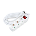 Technik 3-weg stekkerdoos met 5m 1.5mm² koperen kabel, schakelaar, wit, 16A 250V