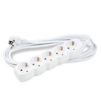 Technik 5-voudige stekkerdoos, 3m koperen kabel 1.5mm², 250V 16A Wit met Kindbeveiliging