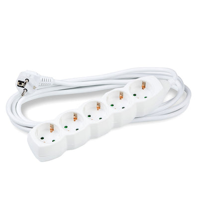 Technik 5-voudige stekkerdoos, 3m koperen kabel 1.5mm², 250V 16A Wit met Kindbeveiliging