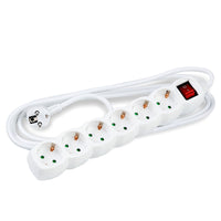 Technik 6-voudige stekkerdoos, 3m 1.5mm² koperen kabel, 16A, 250V, wit met schakelaar en kinderbeveiliging