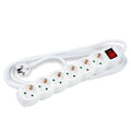 Technik 6-voudige stekkerdoos met 5m 1.5mm² koperen kabel, schakelaar, kinderbeveiliging, Wit 16A