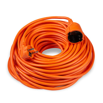 Technik verlengkabel 30m 3x1.5mm² oranje, 16A EU stopcontact, 250V max, binnen buiten gebruik