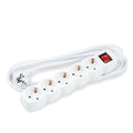 Technik stekkerdoos 5-voudig, 3m 1.5mm² koperen kabel, schakelaar, Wit, 16A