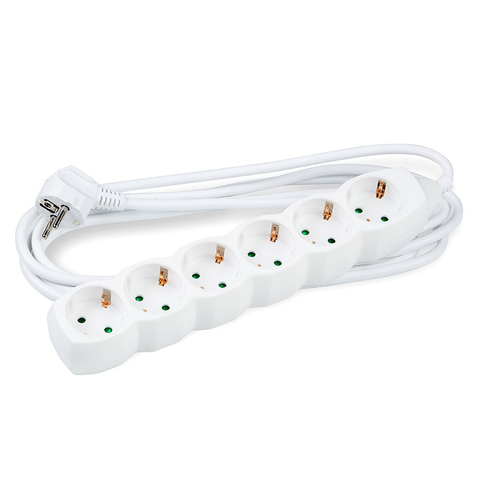 Technik Stekkerdoos 6-voudig, 3m 1.5mm2 Koperen Kabel, Wit 16A, Kindveilig