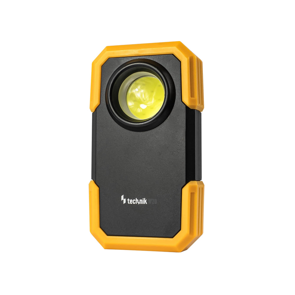 Lampe de poche LED Technik W20 COB 250 lumens, alimentée par 3xAAA, corps en plastique blanc, IPX2 avec aimant et clip