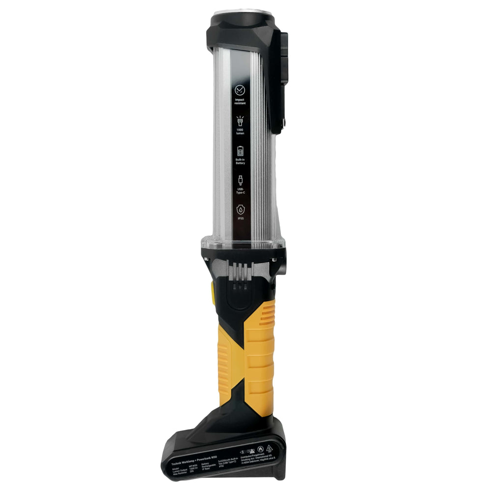 Technik LED Zaklamp W50 COB+XPG 1000 lumen Wit IP55 met USB Type-C Oplaadbare Batterij en Powerbank