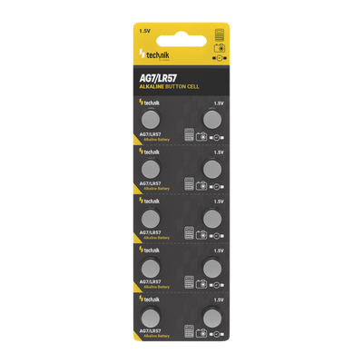 Technik Platinum alkaline knoopcel 1.5V AG7 LR57 371 SR920W, 10-pack betrouwbare knoopcelbatterij