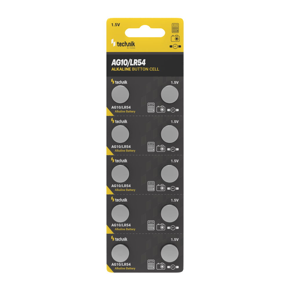 Technik Platinum Alkaline knoopcel AG10 LR54 189 389 1.5V B10 verpakking van 10 voor betrouwbare kleine apparaten