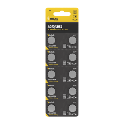 Technik Platinum Alkaline knoopcel AG10 LR54 189 389 1.5V B10 verpakking van 10 voor betrouwbare kleine apparaten