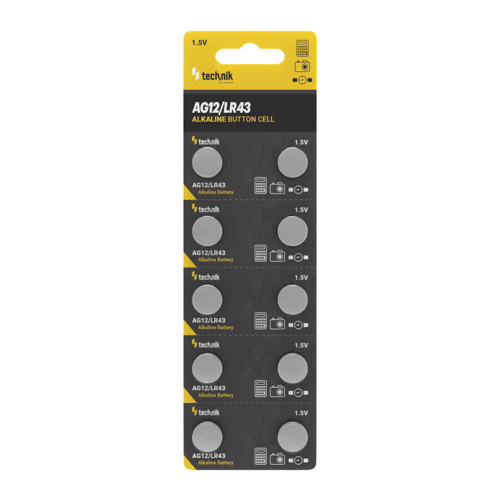 Technik Platinum Alkaline Knopcellen AG12 LR43 186 386 1.5V B10 verpakking van 10 voor horloges en kleine apparaten