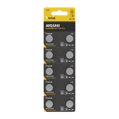 Technik Platinum Alkaline Knopcellen AG12 LR43 186 386 1.5V B10 verpakking van 10 voor horloges en kleine apparaten