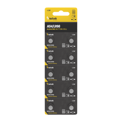 Technik Platinum Alkaline Knoopcel AG4 LR66 377 1.5V Batterij 10 Pack