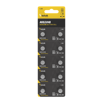 Technik Platinum Alkaline Knoopcel AG5 LR48 193 393 1.5V Batterij 10 Pack