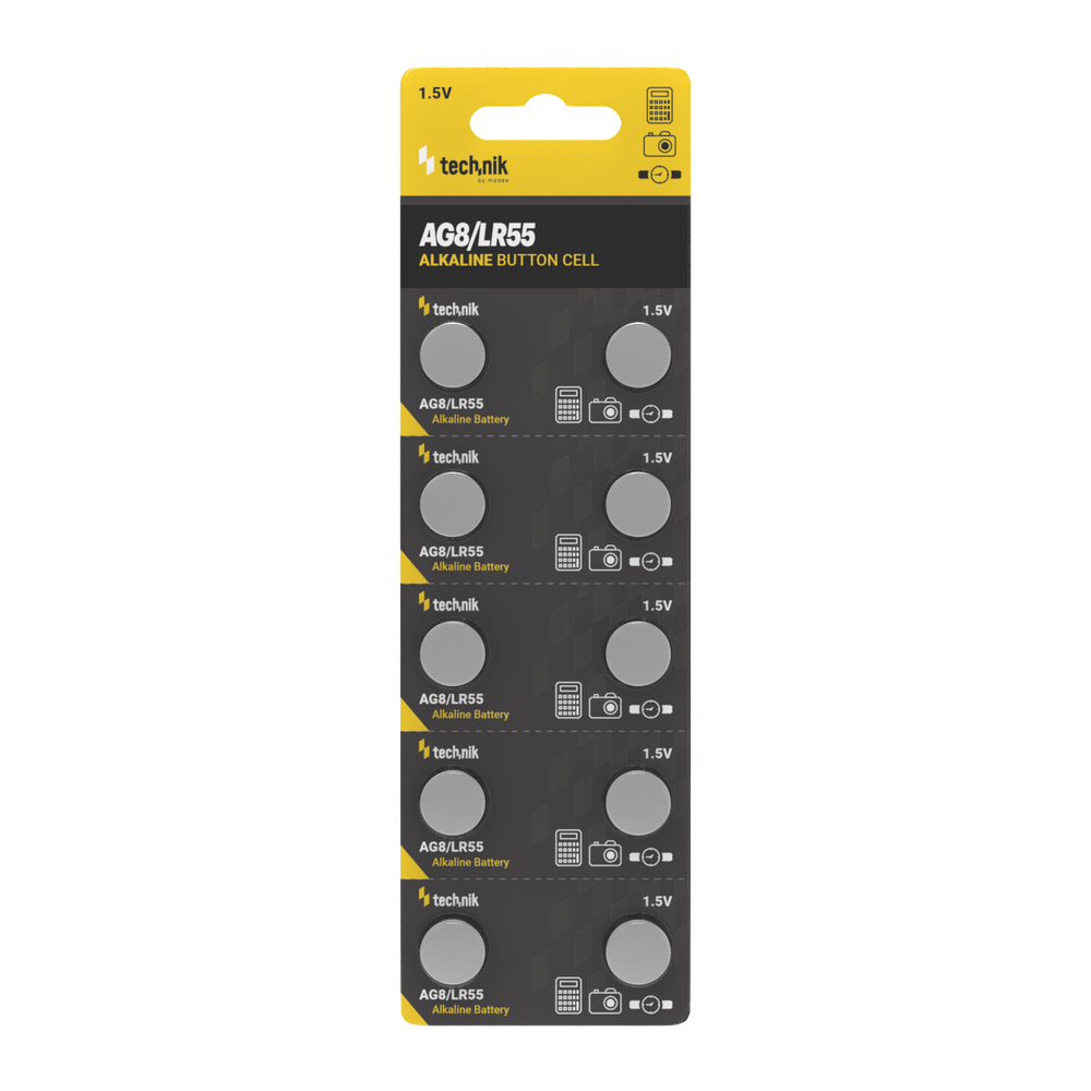 Technik Platinum Alkaline Knoopcel AG8 LR55 191 391 1.5V B10 verpakking van 10 voor horloges en elektronica