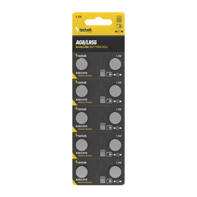 Technik Platinum Alkaline Knoopcel AG8 LR55 191 391 1.5V B10 verpakking van 10 voor horloges en elektronica
