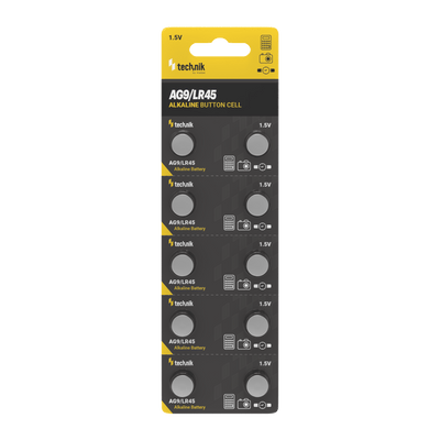 Technik Platinum alkaline knoopcel AG9 LR45 394 1.5V 40mAh muntbatterij verpakking van 10