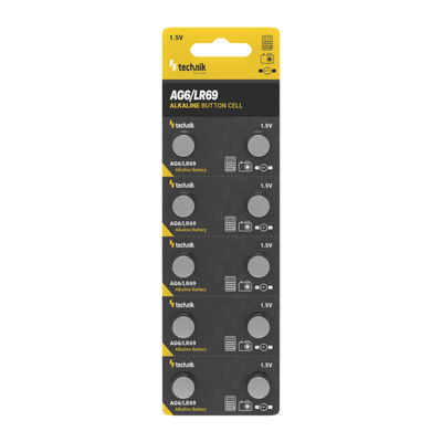 Technik Platinum knoopcel alkaline batterijen 1.5V AG6 LR69 171 371 verpakking van 10 voor horloges en elektronica