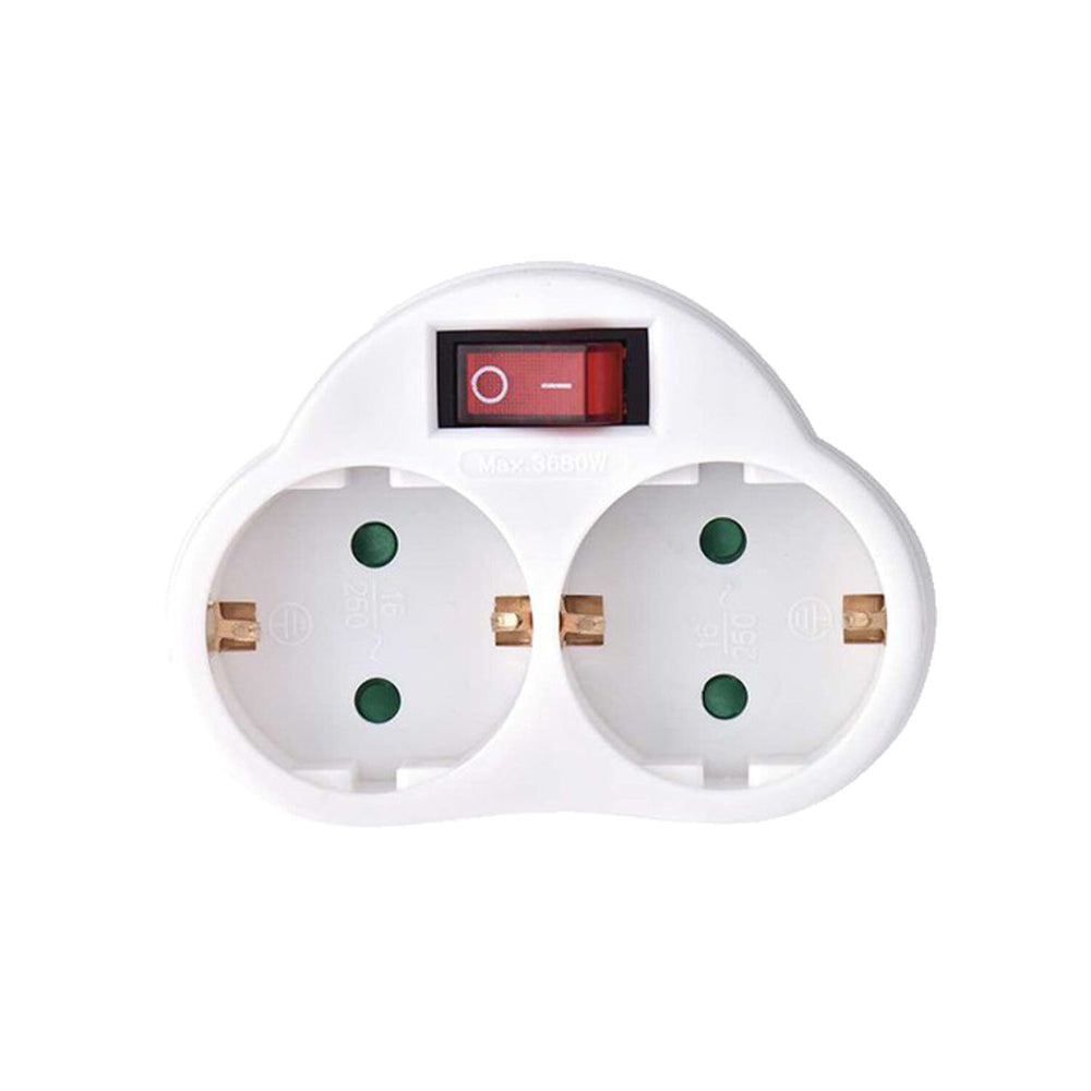 Technik professional 2-weg adapterstekker met schakelaar 16A 250V kinderbeveiliging